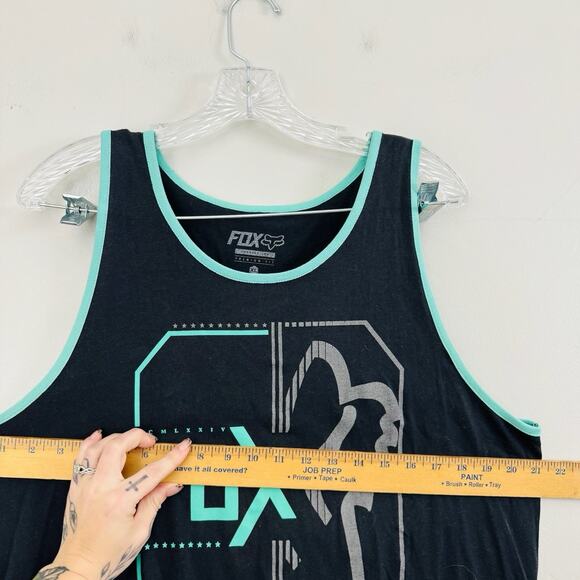 FOX Black And Blue Sleeveless T Shirt Men’s Size XL - Picture 3 of 6